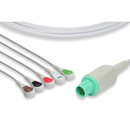 Hellige Compatible Direct-Connect ECG Cable - 5 Leads Snap